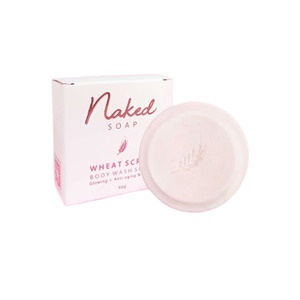 สบู่สครับจมูกข้าวสาลี Naked Soap ขนาด 50 g. ลดสิว บำรุง ชุ่มชื่น ล้างหน้า อาบน้ำ สบู่ก้อน