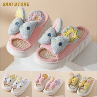 🎀ใหม่🎀(SH-1-17) รองเท้าแตะลินินญี่ปุ่น รองเท้าใส่เดินในบ้าน  ลาย โบว์ Donut น่ารัก หนานิ่มใส่สบาย กันลื่น