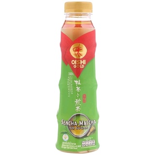 เครื่องดื่มชาเขียวเขียวเซนฉะผสมมัทฉะ สูตรไม่มีน้ำตาล Oishi Gold Japanese Green Tea Sencha With Matcha ( No Sugar ) 400ml