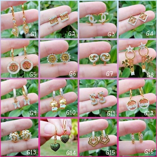 ต่างหูเพชรcz ต่างหูหุ้มทองแท้100% ต่างหูออกงาน ต่างหูเศษทอง แถมตลับฟรี