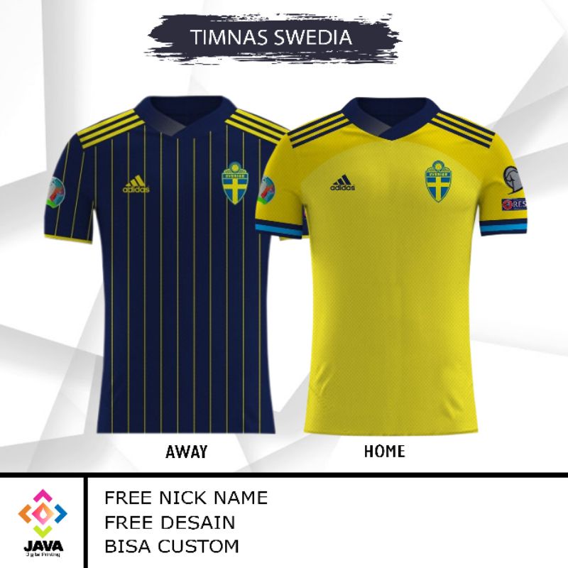 SWEDEN HOME AND AWAY JERSEY EURO 2021 เกรดเดิมพิมพ์เต็มฟรี NICK NAME