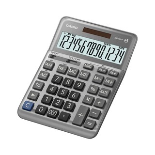 Casio Calculator เครื่องคิดเลข  คาสิโอ รุ่น  DM-1400F แบบตั้งโต๊ะดีไซน์โค้งมน ขนาดใหญ่ 14 หลัก สีเทา