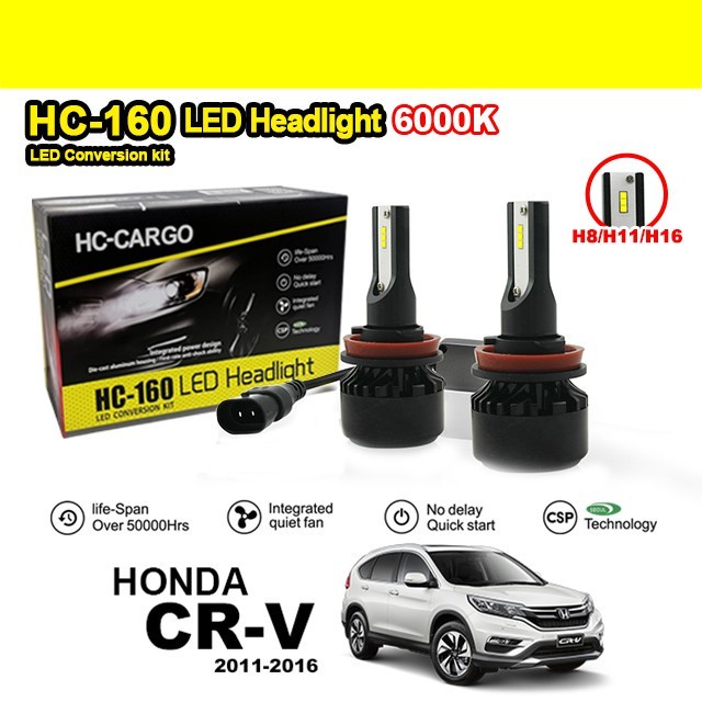 HC-160 LED Headlight Convention Kit 4300K / 6000K 4500LM 26W 50000 Hour H8/H11/H16 for Honda CR-V 20