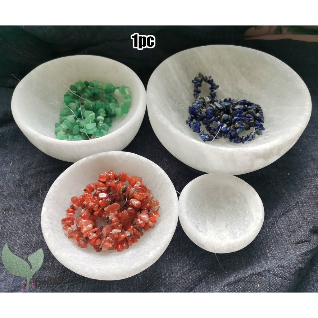 ชาม selenite ธรรมชาติสำหรับตกแต่งบ้าน ทำความสะอาดคริสตัลและชาร์จ