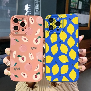 เคสโทรศัพท์มือถือ ขอบสี่เหลี่ยม ลายเลม่อน พีช เลม่อน สําหรับ Samsung Galaxy A33 A53 A73 5G A32 A52S A72 A31 A41 A71