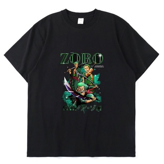 เสื้อยืดแขนสั้นลําลอง ทรงหลวม พิมพ์ลายการ์ตูนอนิเมะ One Piece Roronoa Zoro Luffy แฟชั่นฤดูร้อน สไตล์ฮาราจูกุ สําหรับผู้ช