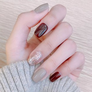 ร้านไทย เล็บปลอม 24ชิ้น ฟรีตะไบเล็บ+กาว พร้อมส่งจากไทย【แบบสั้นPart 3】High Class PVC Fake nails mama studio