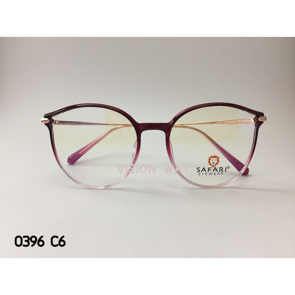 ใหม่! กรอบแว่นตา SAFARI รุ่น Light&amp;Comfort 0396 -C6 กลมแดง-ขาแว่นสี Pink Gold