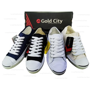 (พร้อมส่ง🚛)Jack-Gold Cityรองเท้าผ้าใบพื้นนุ่มใส่ทน! มี 5 สี ขาว ดำ กรม ครีม ดำดำ Size37-45