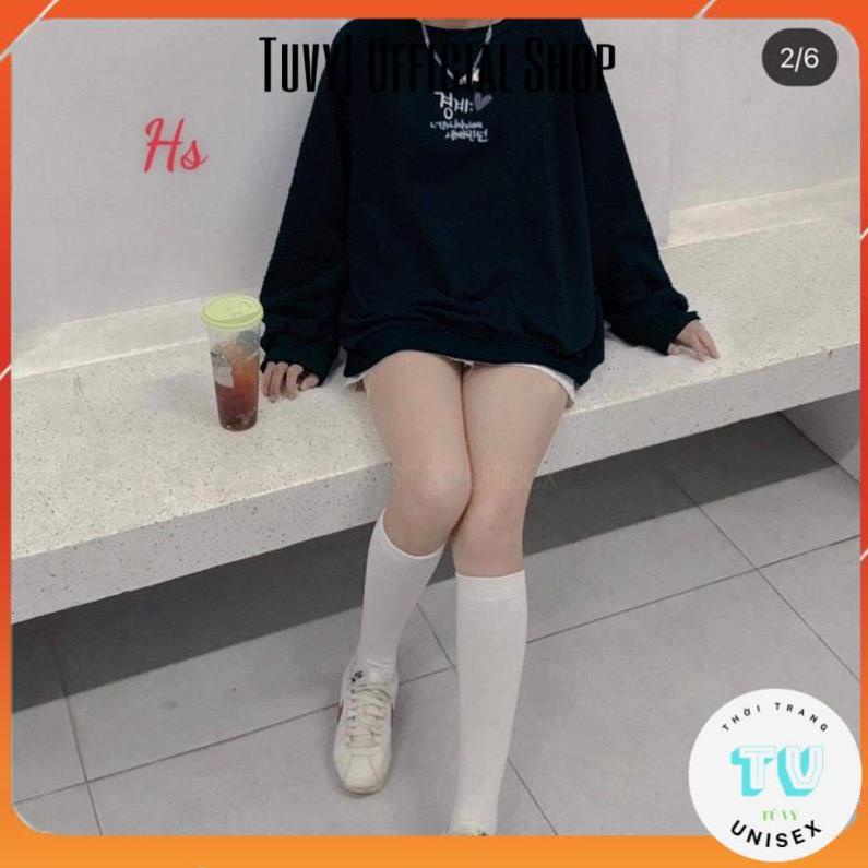 เสื้อกันหนาวสําหรับผู้ชายและผู้หญิง TUVY Swt เสื้อ 5D PET พิมพ์ตัวอักษรเกาหลี HS6 หนารอบคอ warm หลวม