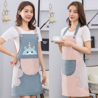 💙ผ้ากันเปื้อนกันน้ำสองชั้น ผ้ากันเปื้อนทําอาหาร Cooking Apron สไตล์เกาหลี มีหลายสไตล์💙