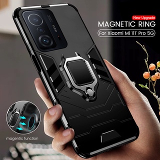 Shockproof Armor Case for Xiaomi11T Xiaomi Mi 11T Mi11T Pro Ring Stand Bumper Silicone + Hard PC Phone Case Back Cover Casing