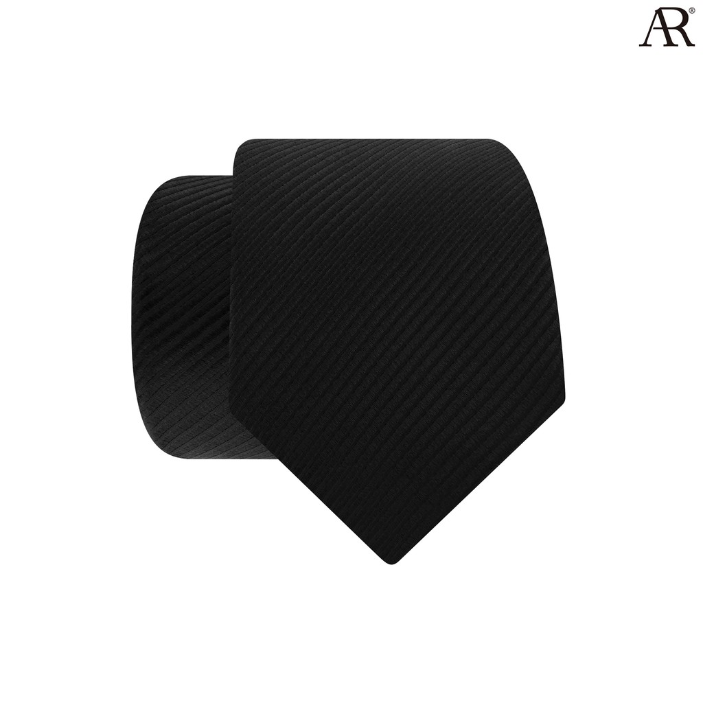 ANGELINO RUFOLO Necktie(NT-สีดำ) เนคไทผ้าไหมทอคุณภาพเยี่ยม ดีไซน์ Black Petite Stripe สีดำ