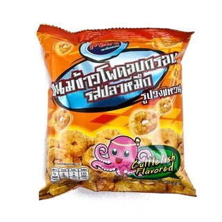 เอ็มแอนด์เค รสปลาหมึก รูปวงแหวน ขนาด 15กรัม ยกแพ็ค 12ซอง ข้าวโพดอบกรอบ M&amp;K CORN SNACK RING CUTTING FISH SQUID