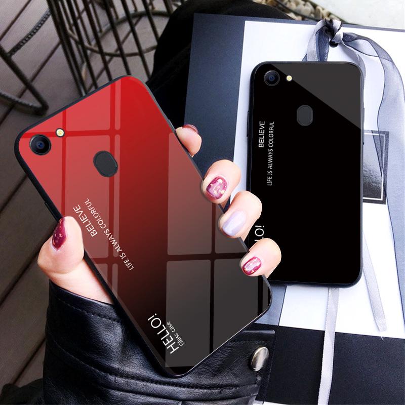 For OPPO F7 F5 F1 Plus R9 Plus case Colorful Gradient Hard Case Luxury Gradient Soft frame case