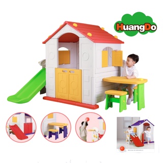 Huangdo บ้านเด็กเกาหลี New Model รุ่น TOMO PlayHouse พร้อมสไลเดอร์ แป้นบาส โต๊ะ เก้าอี้ CHD503_553