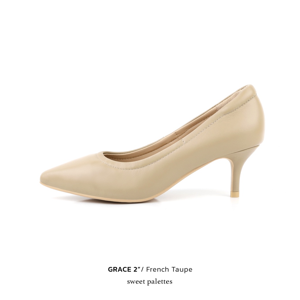 Sweet Palettes รองเท้าหนังแกะ Grace 2 inch French Taupe
