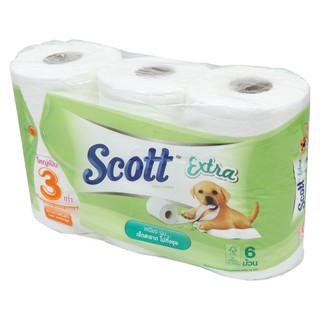 กระดาษชำระ ทิชชู่เปียก กระดาษชำระ SCOTT EXTRA SP JUMBO ROLL แพ็ค 6 ชิ้น อุปกรณ์ทำความสะอาด ของใช้ภายในบ้าน TOILET PAPER