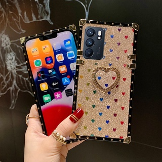 Yjd เคสโทรศัพท์มือถือ กันกระแทก ลายหัวใจ พร้อมแหวนขาตั้ง สําหรับ OPPO Reno8 Z 5G Reno 7 Pro Reno 7Z Reno 6 Pro Reno6 Z Reno 5 Pro Reno 4 Pro