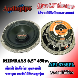 ลำโพงลูกโดด 6.75นิ้ว AUDIOPINE รุ่นAPI-675 เสียงกลาง นุ่มลึก MID WOOFER คุณภาพเสียงสูง กำลังขับ 450w. ราคาถูก ลำโพงติดรถ