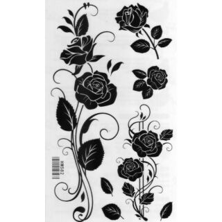 Tattoo ลาย กุหลาบดำ Black Rose แท็ททู สติกเกอร์ HM582