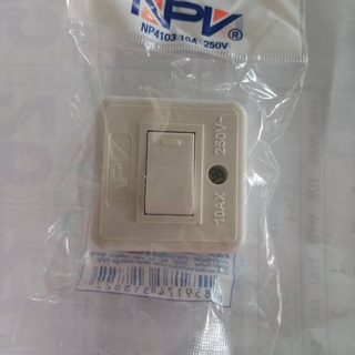 NPV สวิตซ์ติดลอย เปิด-ปิด ไฟทรงสี่เหลี่ยมสีขาว รุ่น NP4103 10A 250V