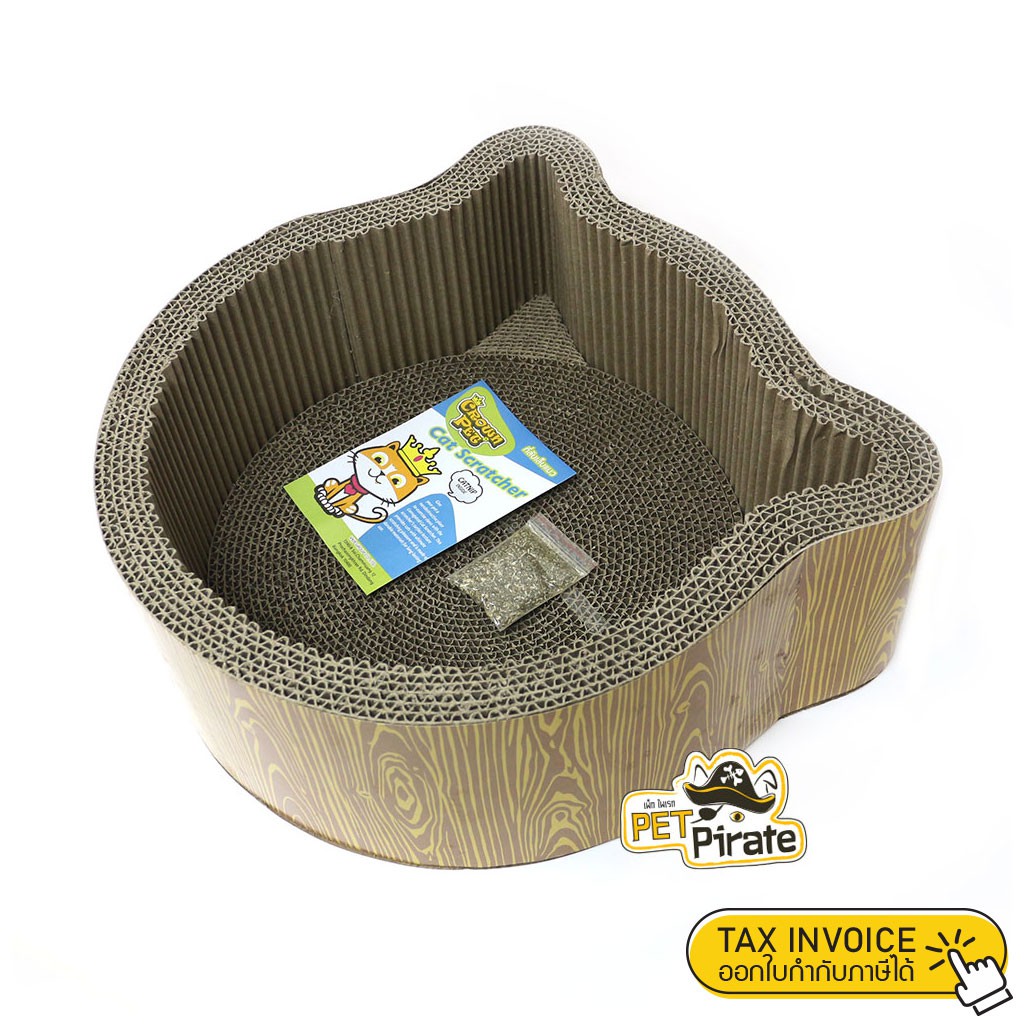 ของเล่นแมว ที่ลับเล็บแมว ทรงกระบะหัวแมว นอนได้ ฝนเล็บง่าย ที่ข่วนเล็บแมวซุกตัวได้ ที่ลับเล็บแมวราคาถูก ฟรีผงแคทนิป โรยเพิ่มความฟิน ขนาดสินค้า : กว้าง 35 x ยาว 35 x สูง 11 ซม.