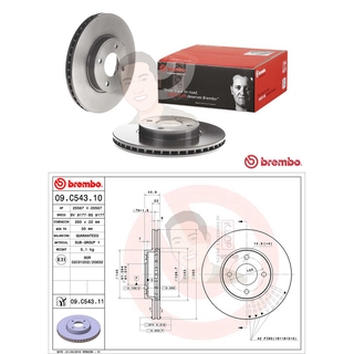 09 C543 11 จานเบรค ล้อ F (ยี่ห้อ BREMBO) รุ่น NISSAN March ปี2014-&gt; 260mm