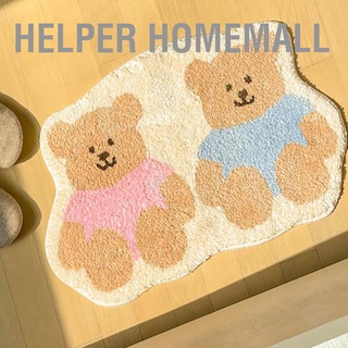 Helper Homemall พรมเช็ดเท้า ผ้าแคชเมียร์เทียม ลายการ์ตูนหมีน่ารัก กันลื่น สําหรับห้องน้ํา ห้องนั่งเล่น โต๊ะกาแฟ