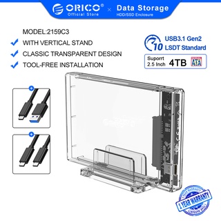 ราคาORICO 2.5 SATA to USB-C นิ้ว hdd เคสฮาร์ดไดรฟ์ พร้อมขาตั้ง（2159C3）