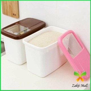 Zakii Mall ถังเก็บข้าวสารพร้อมถ้วยตวง กล่องเก็บข้าวสารกันแมลง กันความชื้น Rice Storage Box with Cup