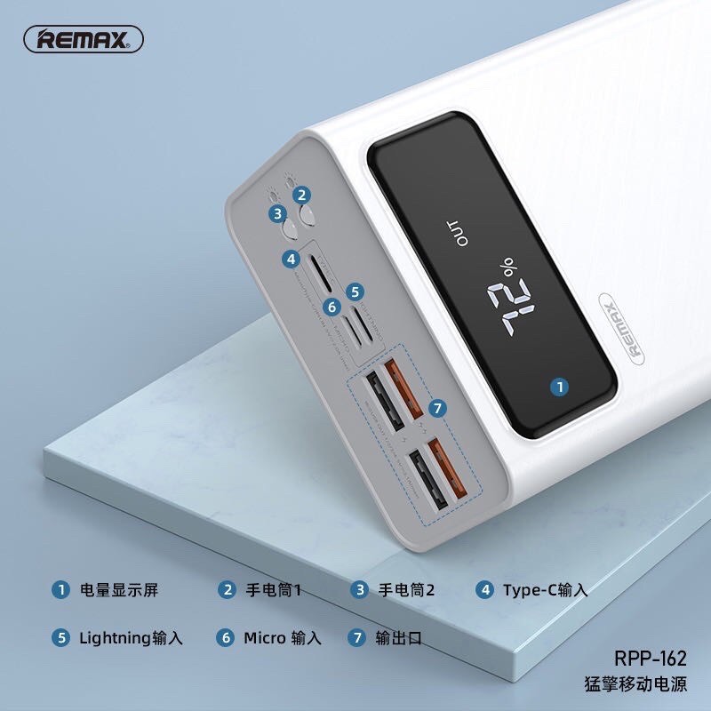 REMAX RPP-162 POWER BANK 50000mAh 40000mAh 4USB LEDของแท้100% พร้อมส่ง ...