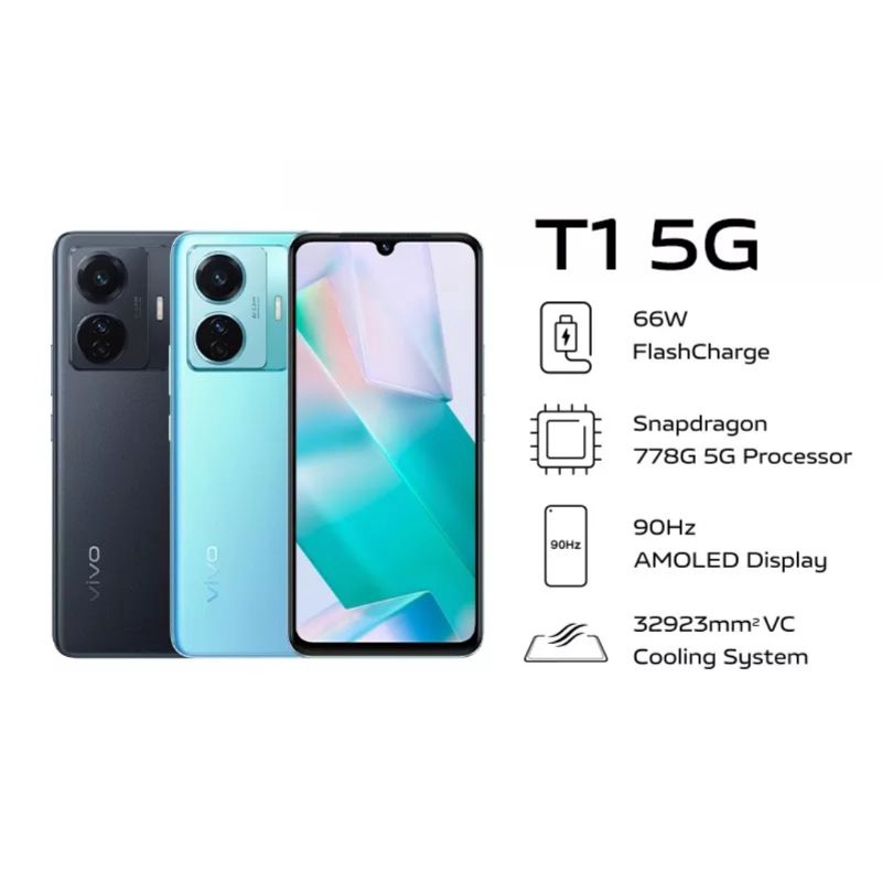 Vivo T1 5G Ram8 Rom128 ชาร์จ66W หน้าจอ6.44 มีของแถม