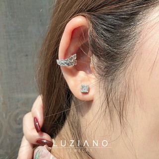 [ส่งฟรี!] ต่างหูหนีบ เงินแท้ รุ่น Double Cuff - EarCuff เพชร CZ เกรดสูงสุด - Luziano Jewelry