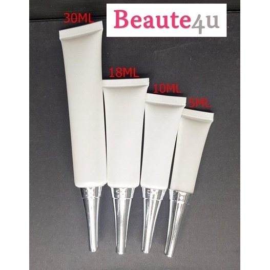 5ml,10ml,18ml,30ml Facial Cleanser Cosmetics Soft Tube(Pearl White)w.silver cap - Fulfilled By Beaut