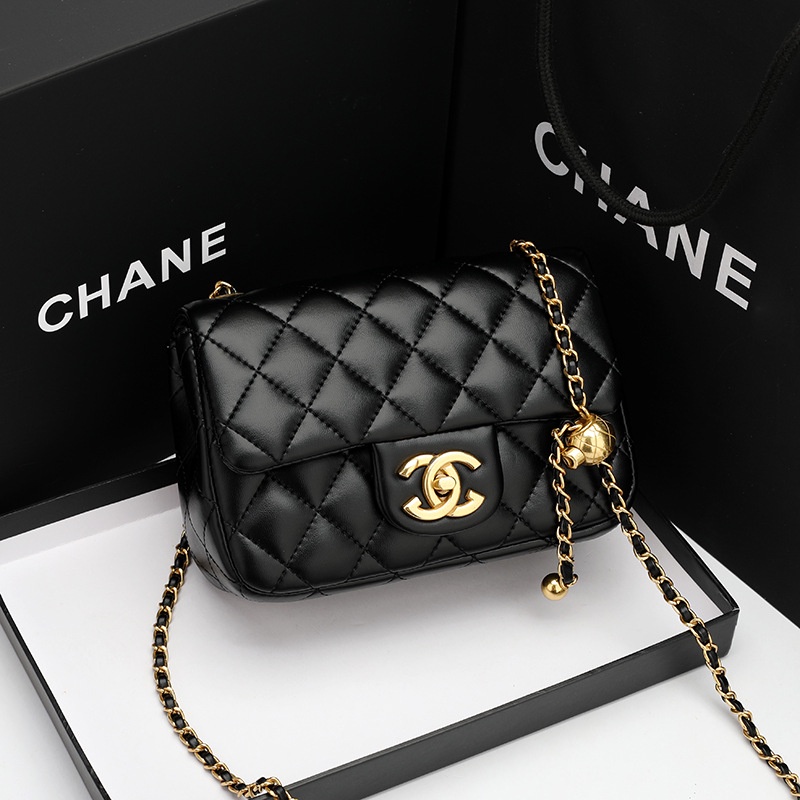 Chanel Classic Mini7” in Black Lamb with Adjustable Gold Hardware Strap