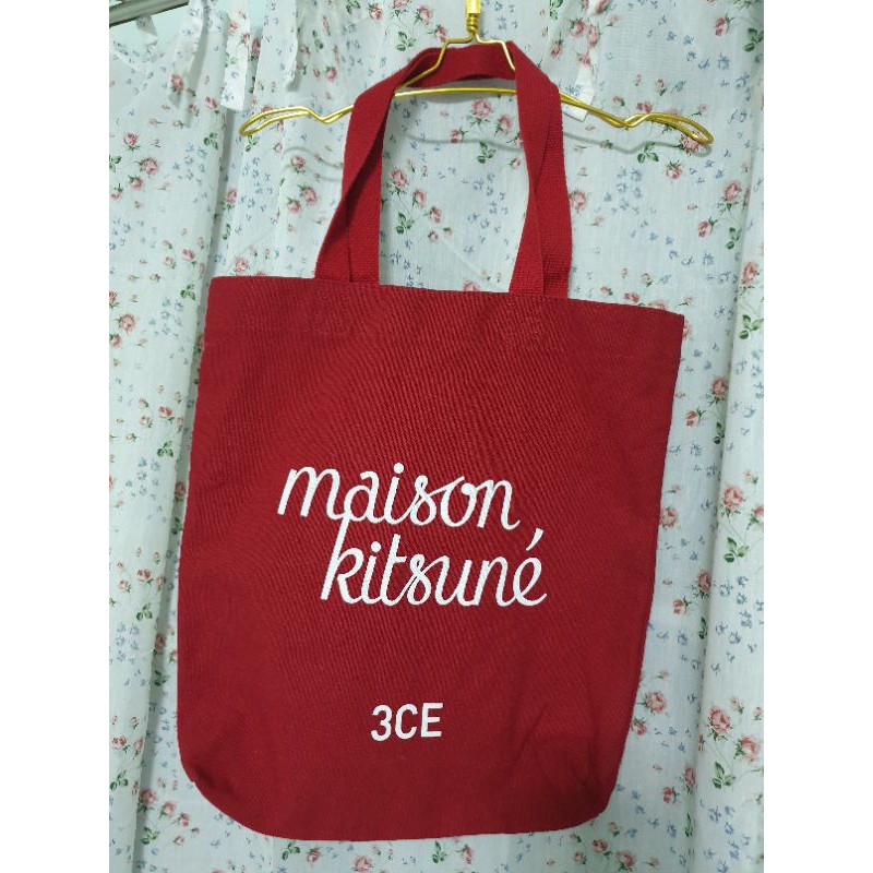 3CE × Maison Kitsune canvas tote bag❤🦊