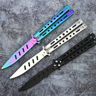 มีดควงปลายเรียว เจาะร่องกลาง ไม่มีคมใช้ฝึกควงแบบ5 (Butterfly Knife)  มีสินค้าพร้อมส่ง