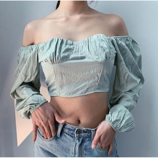 เสื้อครอป Judy Crop เกาะไหล่ Free Size 3 สี ใส่ได้สองแบบ