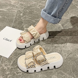 พร้อมส่ง💙👣รองเท้าแตะแฟชั่น🔥รองเท้าส้นตึก สูง5cm. Size 35-40✨รองเท้าโรมัน รองเท้าชายหาด น้ำหนักเบาสบาย ไม่ลื่น