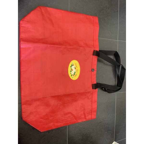 กระเป๋าสะพาย Shopping bag สีแดงจากประเทศญี่ปุ่น ผ้ากระสอบเหมือน IKEA