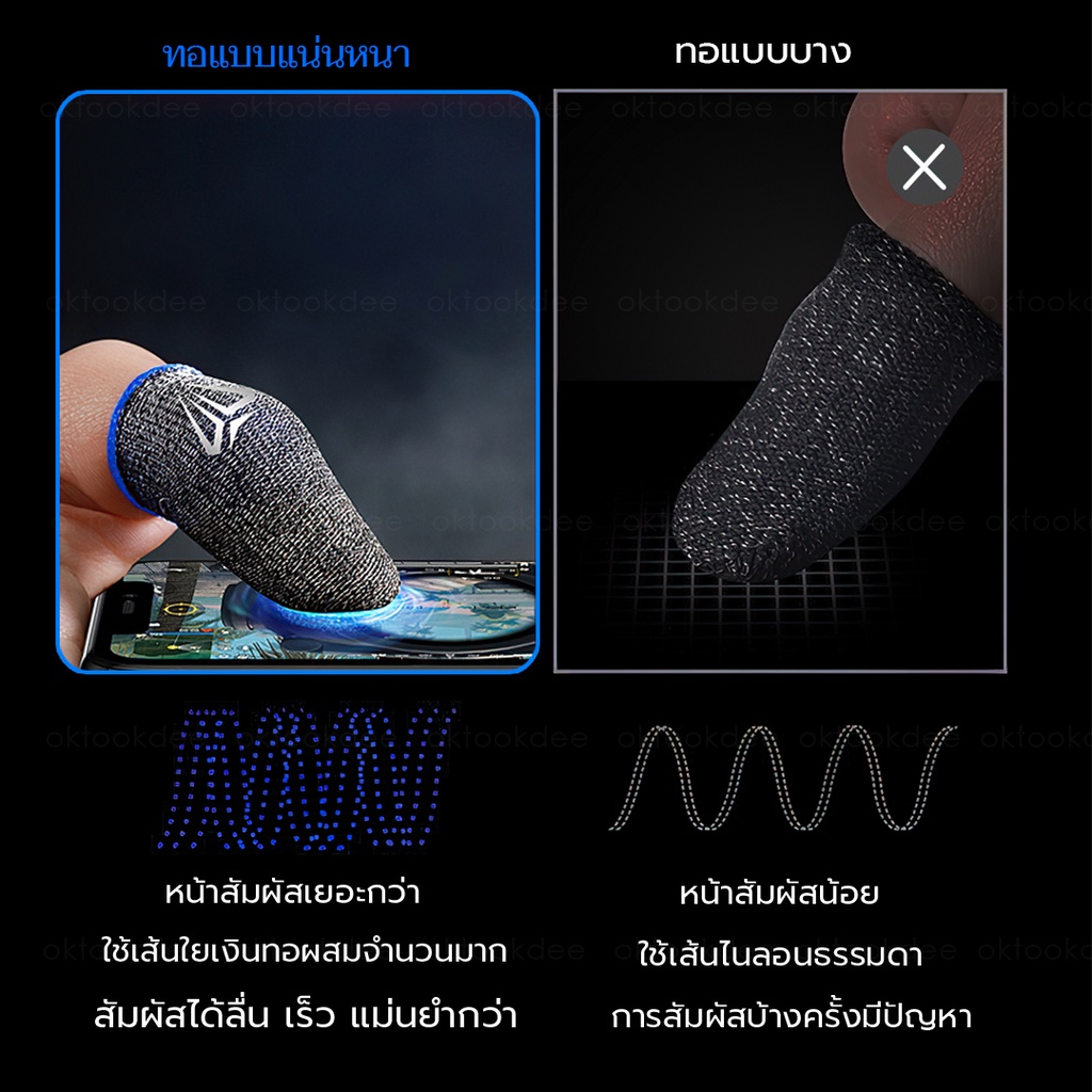 SHEZI ของแท้ 100% ถุงนิ้วเล่นเกม ปลอกนิ้วเล่นเกม มือถือ  1 คู่  เส้นใยเงินคุณภาพดี
