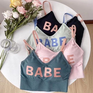 สินค้าพร้อมส่งจากไทย💥Sanay Bra💥 (N592) เสื้อครอปสายเดี่ยว  ผ้านุ่มใส่สบายสกรีนอักษร