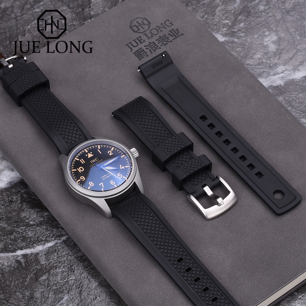 Premium Quality FKM Rubber Watch Band 20mm 22mm Quick Release Summit Strap Slide Keeper For Men Watch Wristband Accessories