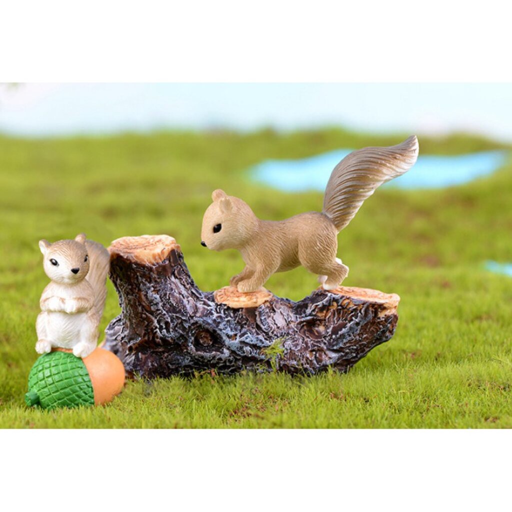 กระรอกน้อย [ เซต 4 ชิ้น ] ตุ๊กตาจิ๋ว โมเดลจิ๋ว แต่งสวน - รูปที่ 5