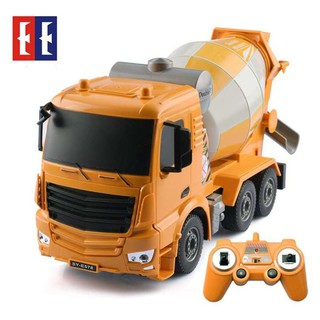 รถโม่ปูนบังคับวิทยุ รถก่อสร้างของเล่น เล่นได้เป็นชุดสร้างทีมก่อสร้าง 6 CH Cement Mixer Truck Double Eagle ขนาด 1:26