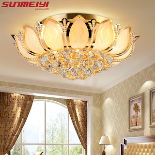 Sunmeiyi โคมไฟเพดาน รูปดอกบัว สีทอง สไตล์โมเดิร์น สําหรับห้องนั่งเล่น ห้องนอน