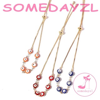 Somedayzl สร้อยข้อมือตาปีศาจ โบฮีเมียน มินิมอล ของขวัญ ตาสีฟ้า สีทอง สีฟ้า แก้วตุรกีนําโชค ตาชั่วร้าย โซ่โลหะ ตาปีศาจ สร้อยข้อมือคู่รัก