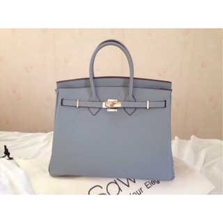 Birkin 35 real leather grey แถมผ้าพันหูกระเป๋า +พวงกุญแจ