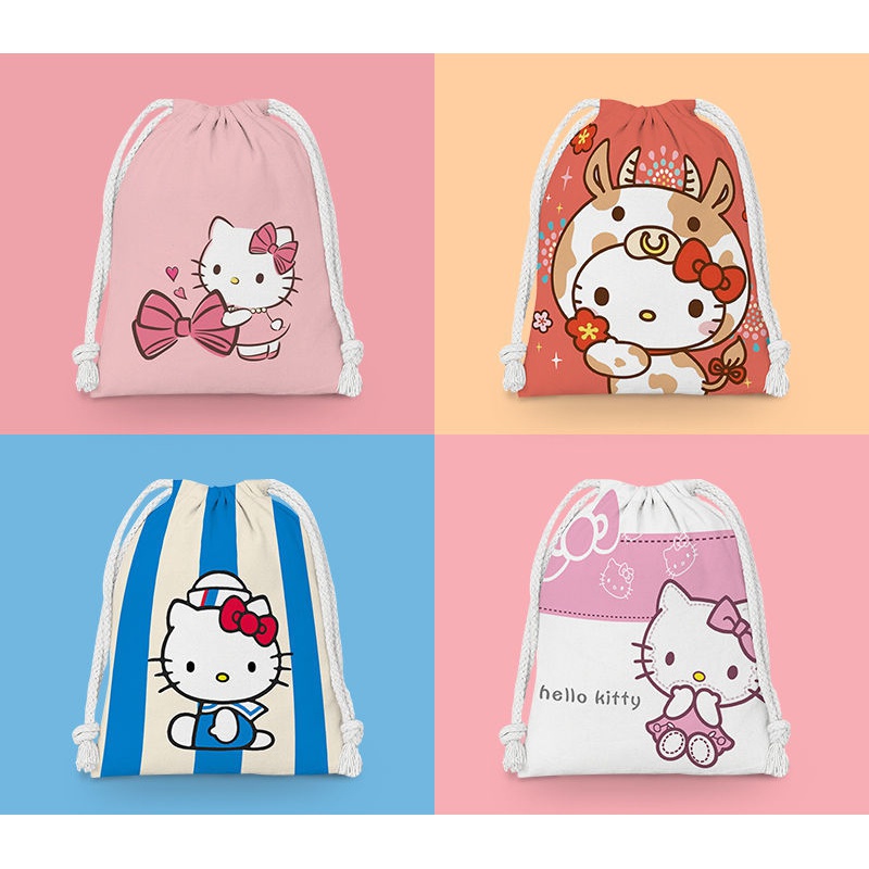 Hello Kitty Drawstring Bag Japanส่งออก Drawstring Drawstring กระเป๋าผ้าขนาดเล็กของขวัญเครื่องประดับกระเป๋าข้าวกระเป๋าไวน์ถุงชาถุงเก็บแบบพกพาถุงแป้งกระเป๋าเครื่องสําอาง